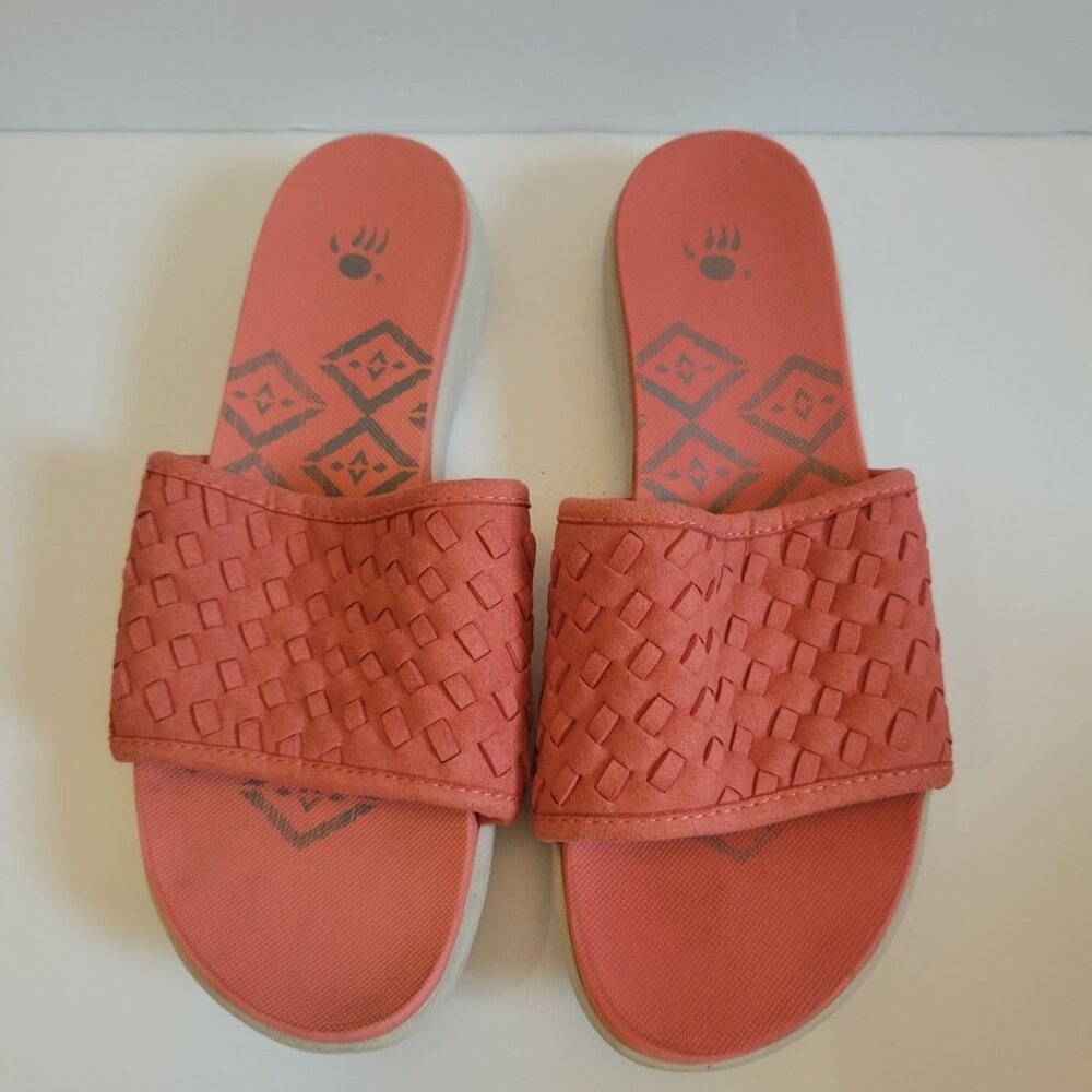 Bearpaw Womens Coral Slide Sandals With Woven Strap & Cushioned Sole Size 6